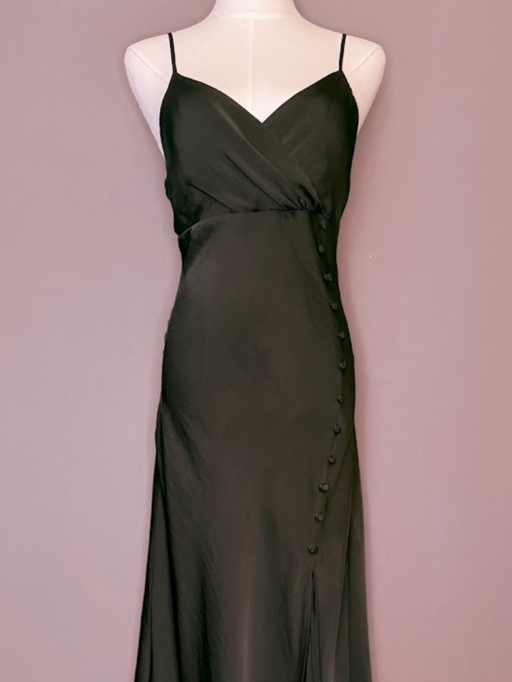 Zara Satin Slip Dress Black Midi Maxi Dress NWT Size Medium
